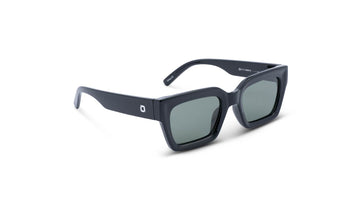 Optic Nerve Afterglow Sunglasses with a black frame and smoke lenses on a white background