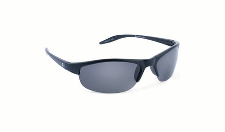 Optic Nerve Alpine Sunglasses with a black frame and a smoke lens on a white background