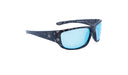 Optic Nerve Contra HYDROGLARE™ Sunglasses with a gray frame, smoke lenses, and a blue mirror on a white background