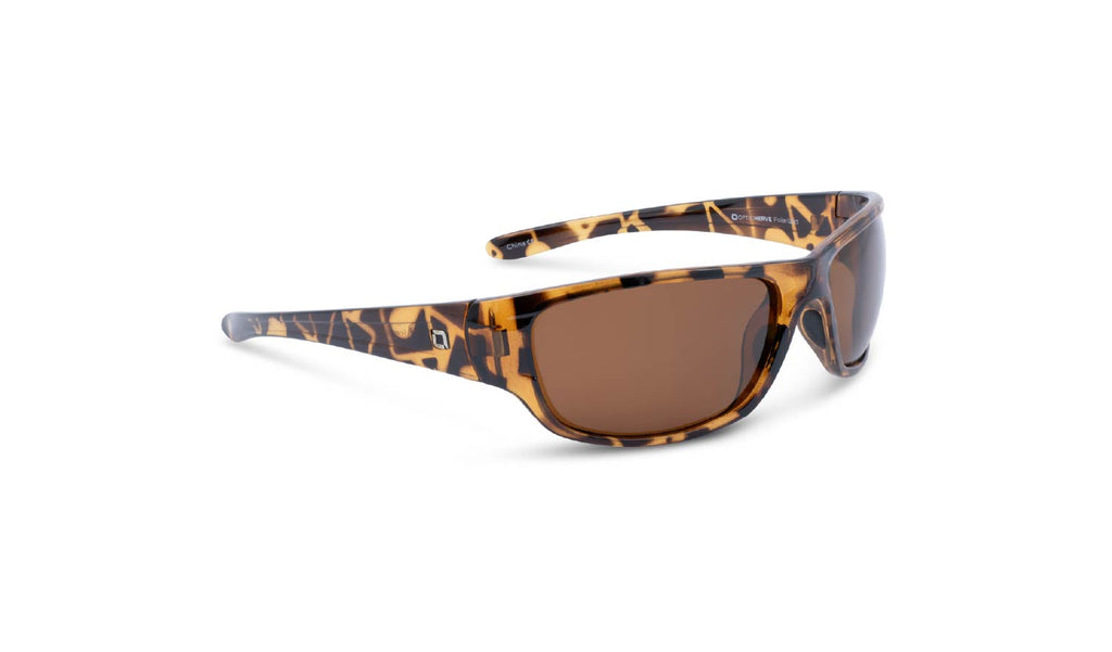 Optic Nerve Contra XL sunglasses with a tortoise frame and brown lenses on a white background