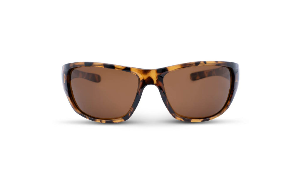 Optic Nerve Contra XL sunglasses with a tortoise frame and brown lenses on a white background