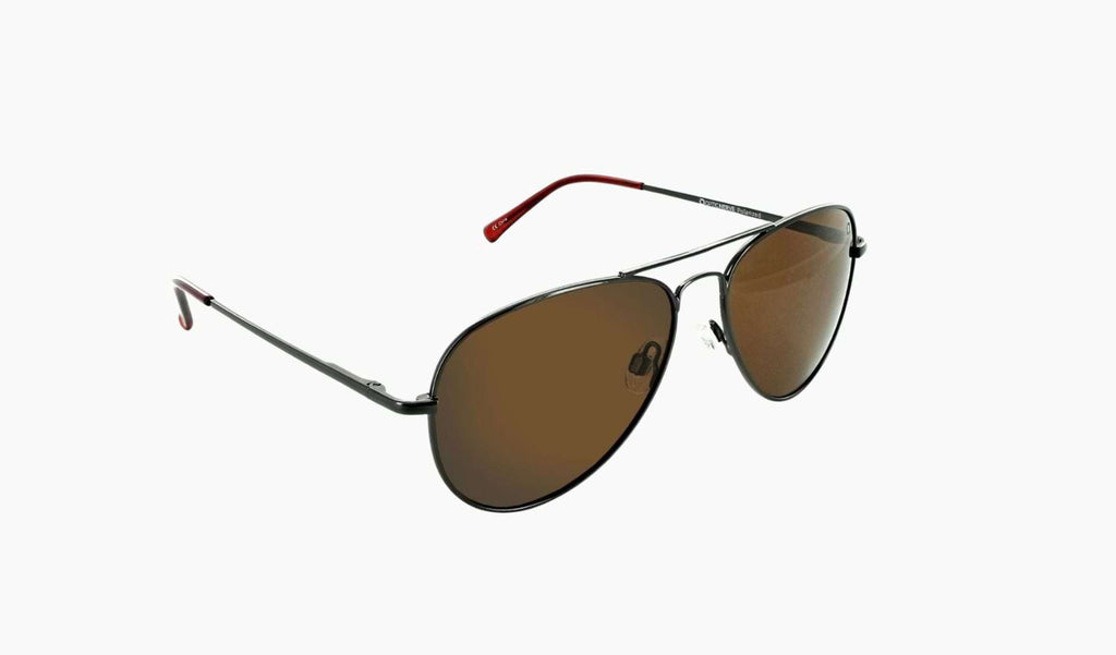 Optic Nerve Estrada sunglasses with a gray frame and brown lenses on a white background
