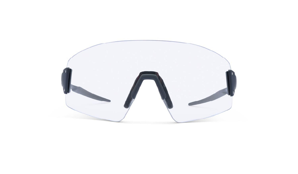 Optic Nerve FixieBLAST Photochromic sunglasses with black temples and a clear photochromic lens, featuring rubberized temple and nose grip finishes.