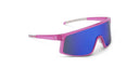 Optic Nerve Gravel Cat sunglasses with a pink frame, brown lens, and a blue mirror on a white background