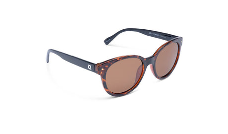 Optic Nerve Hotplate sunglasses with a tortoise frame and brown lenses on a white background