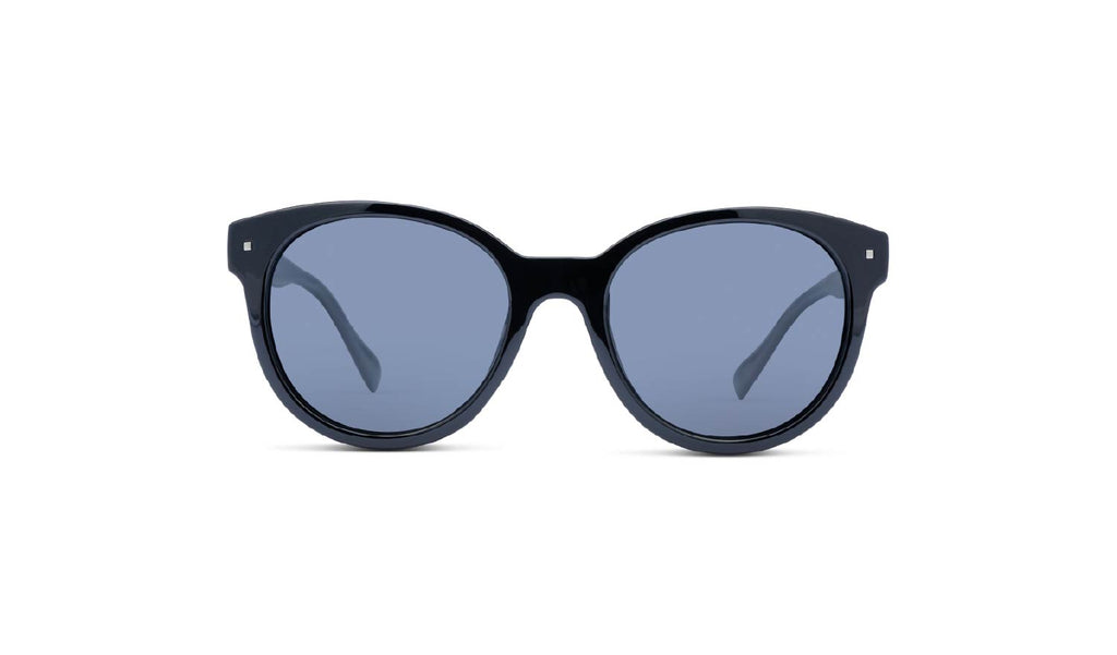 Optic Nerve Hotplate sunglasses with a black frame and smoke lenses on a white background