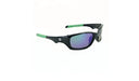 Optic Nerve Kids Chibs sunglasses with a black frame, smoke lenses, and a green mirror on a white background