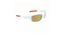 Optic Nerve Kids Chibs sunglasses with a white frame, smoke lenses, and a red mirror on a white background