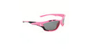 Optic Nerve Kids Goose Egg sunglasses with a pink and black frame and smoke lenses on a white background