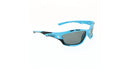 Optic Nerve Kids Goose Egg sunglasses with a blue and black frame and smoke lenses on a white background
