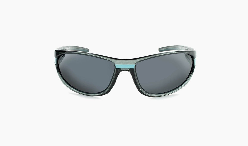 Optic Nerve Kids Homerun sunglasses with a gray frame and smoke lenses on a white background