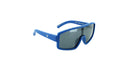 Optic Nerve Kids Nice Kitty sunglasses with a blue frame and smoke lens on a white background