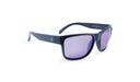 Optic Nerve Kingfish sunglasses with a black frame, brown lenses, and a blue mirror on a white background