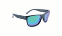 Optic Nerve Kingfish Sunglasses with a gray frame, smoke lens, and a green mirror on a white background