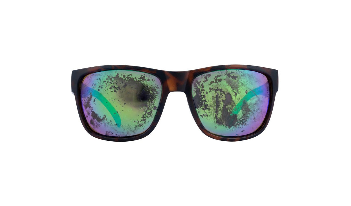 Traditional TAC lens sunglasses showing wear and tear on the mirror.