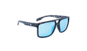 Optic Nerve Larimer HYDROGLARE™ Sunglasses with a gray frame, smoke lens, and a blue mirror on a white background