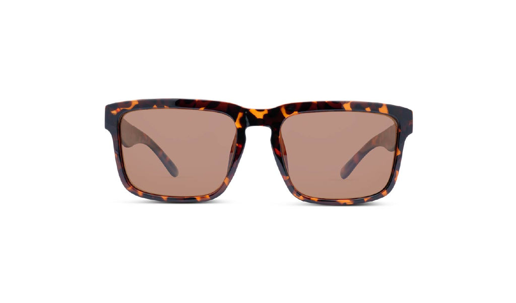 Optic Nerve Mashup XL sunglasses with a tortoise frame and brown lenses on a white background