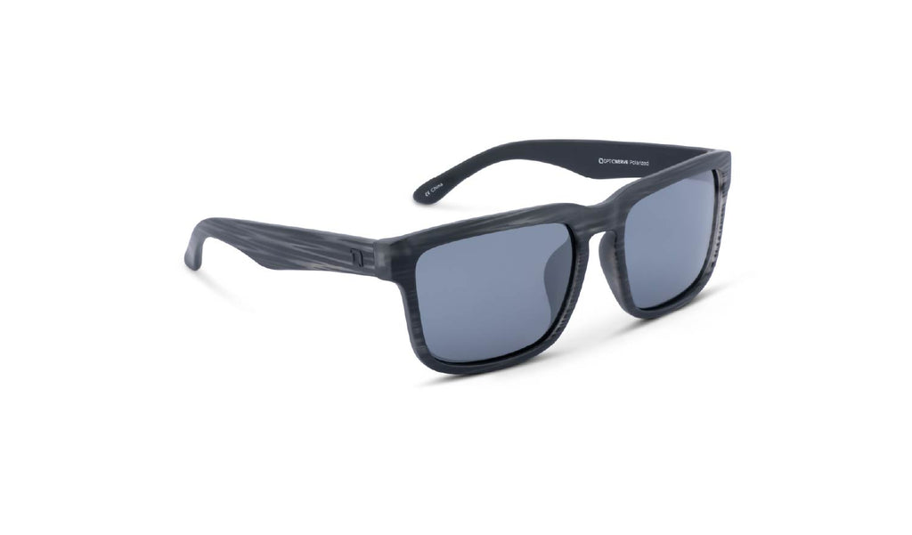 Optic Nerve Mashup sunglasses with a gray frame, smoke lenses, and a silver mirror on a white background