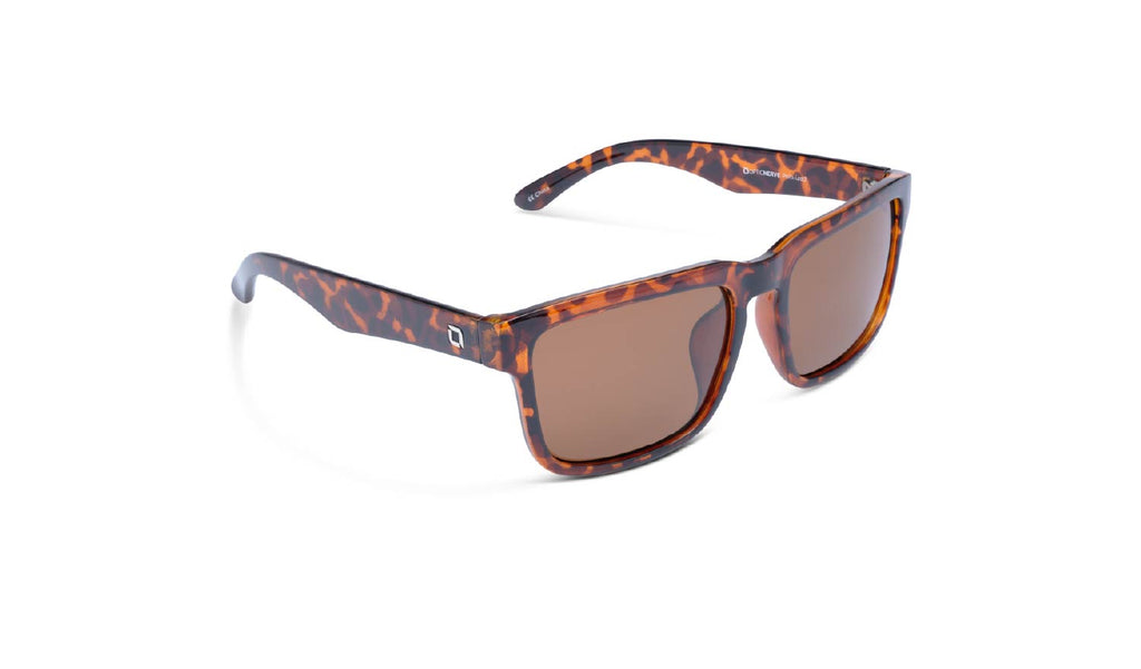 Optic Nerve Mashup sunglasses with a tortoise frame and brown lenses on a white background