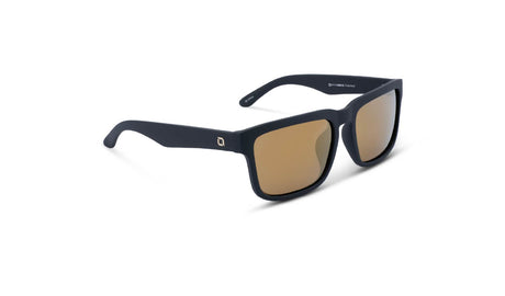 Optic Nerve Mashup sunglasses with a black frame, brown lenses, and a gold mirror on a white background.