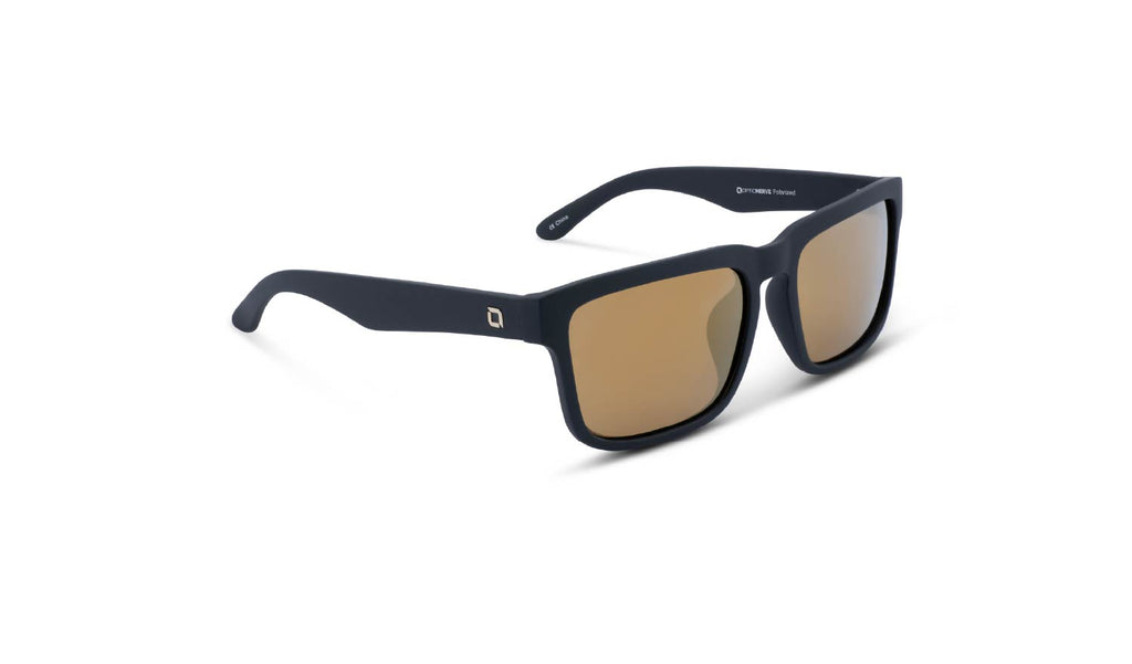Optic Nerve Mashup sunglasses with a black frame, brown lenses, and a gold mirror on a white background.