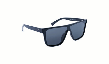Optic Nerve Mojo Filter Sunglasses with a black frame and a smoke lens on a white background