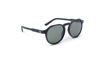Optic Nerve RiNO Sunglasses with a black frame and smoke mirror on a white background