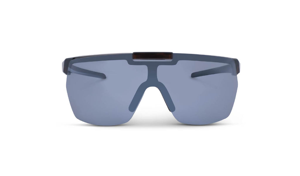 Optic Nerve Rockpile sunglasses with a tortoise frame, smoke lens, and silver mirror on a white background.