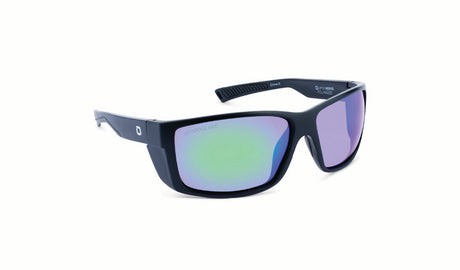 Optic Nerve Staunton HYDROGLARE Sunglasses with a black frame, brown lens, and a green mirror on a white background