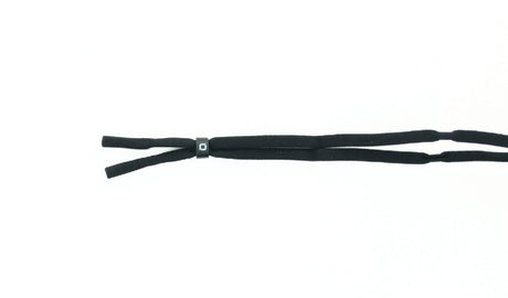 Optic Nerve Stretch Nylon with Adjustable Slider retainer on a pair of sunglasses on a white background.