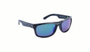 Optic Nerve Timberline sunglasses with a gray driftwood frame, smoke lenses, and a green mirror on a white background.