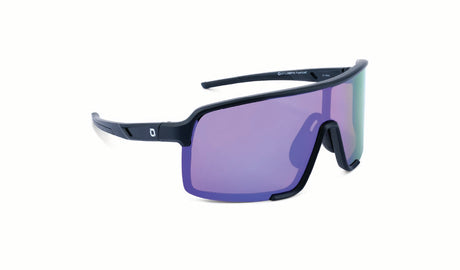 Optic Nerve Vapor Trail Sunglasses with a black frame, brown lens, and a blue mirror on a white background