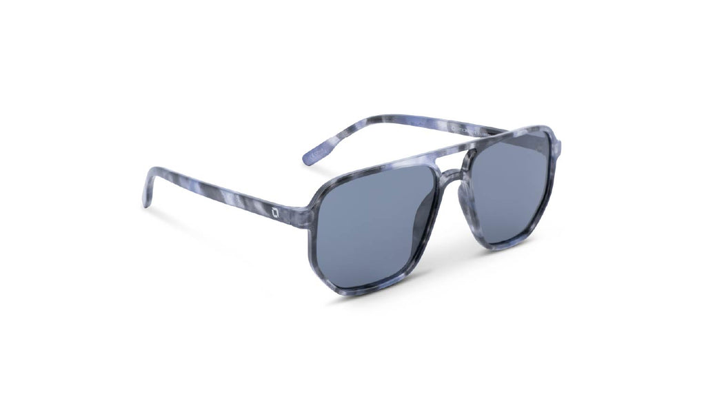 Optic Nerve Wonderspoon sunglasses with a gray frame and smoke lenses on a white background.