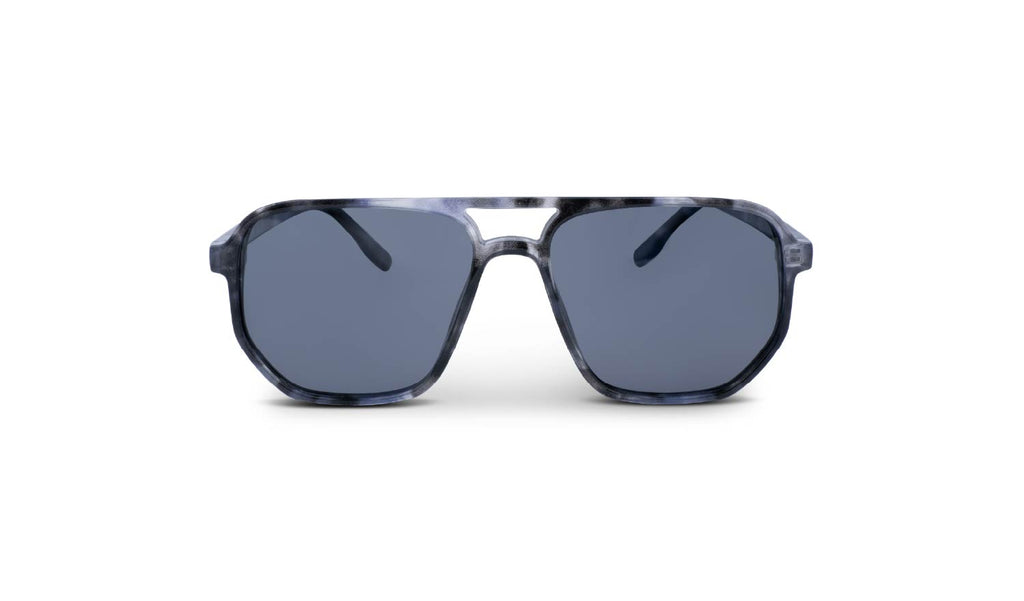 Optic Nerve Wonderspoon sunglasses with a gray frame and smoke lenses on a white background.
