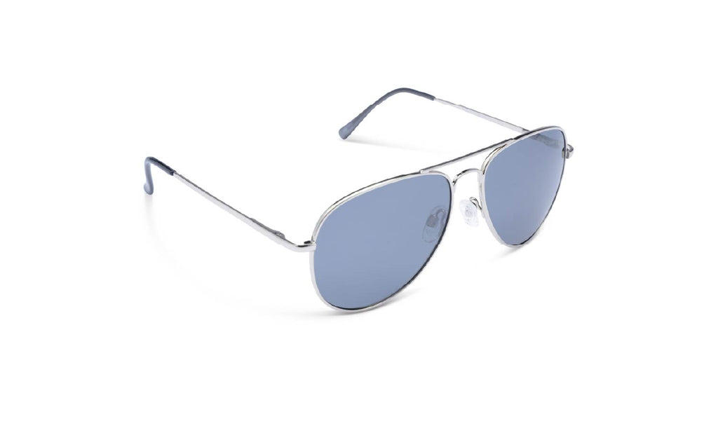 Optic Nerve Estrada sunglasses with a silver frame and smoke lenses on a white background