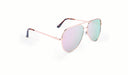 Optic Nerve Flatscreen sunglasses with rose gold frame, smoke lenses, and a rose gold mirror on a white background