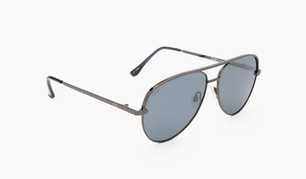 Optic Nerve Flatscreen sunglasses with a black frame and smoke lenses on a white background