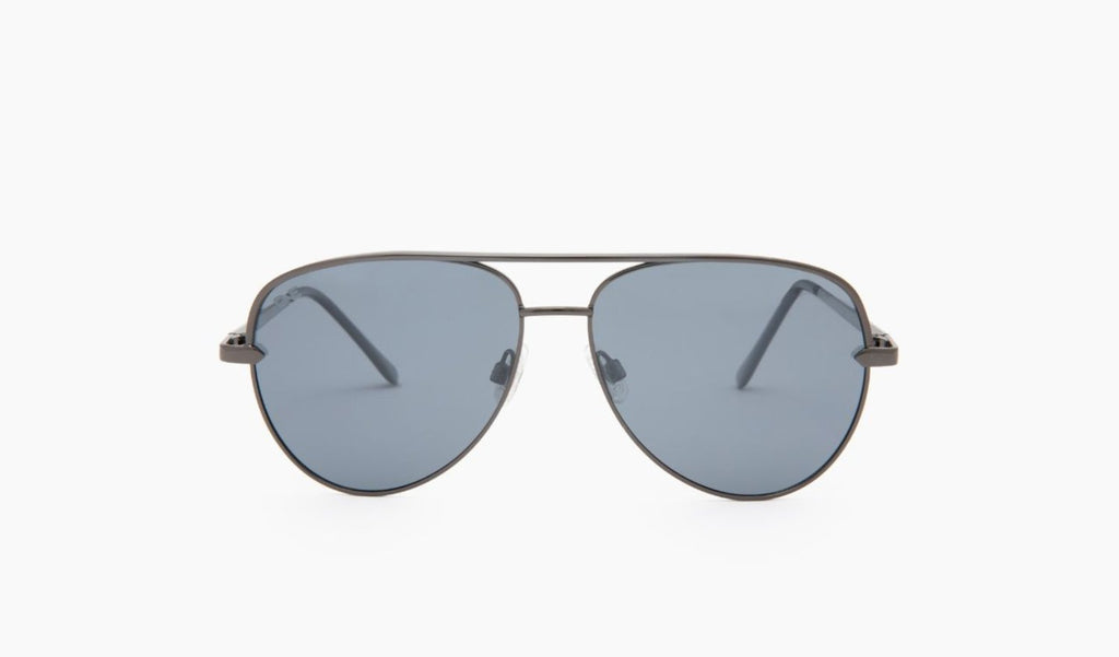 Optic Nerve Flatscreen sunglasses with a black frame and smoke lenses on a white background