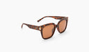 Optic Nerve Gracie sunglasses with a tortoise frame and brown lenses on a white background