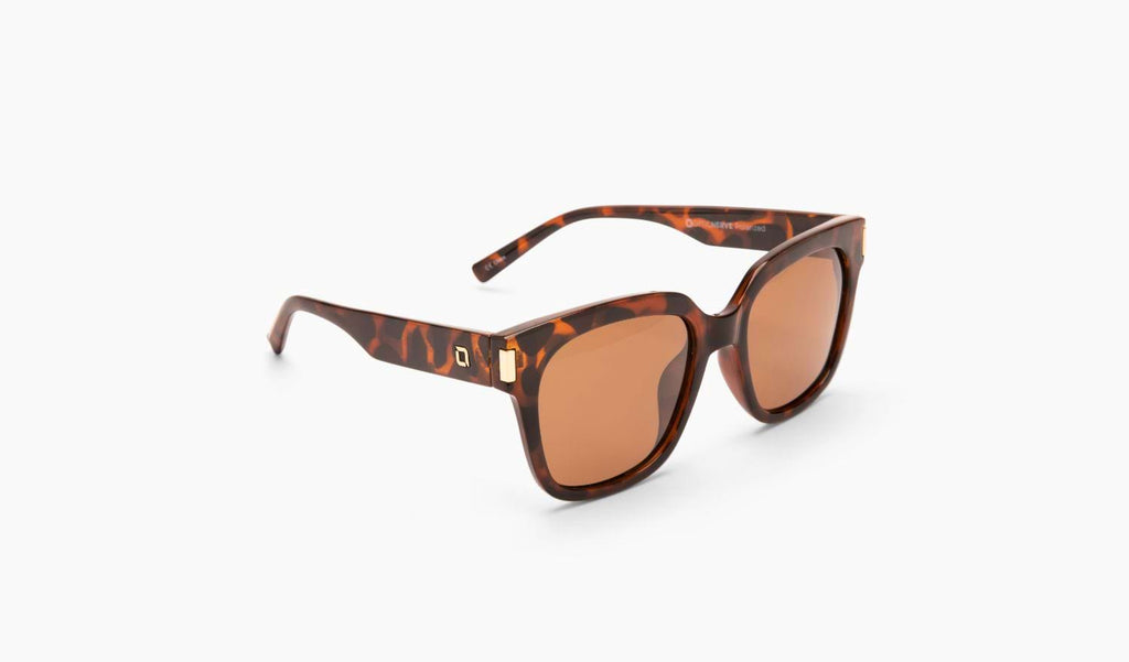 Optic Nerve Gracie sunglasses with a tortoise frame and brown lenses on a white background