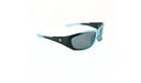 Optic Nerve Kids Cowlick sunglasses with a blue and black frame and smoke lenses on a white background