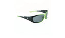 Optic Nerve Kids Cowlick sunglasses with a green and black frame and smoke lenses on a white background
