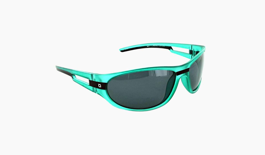 Optic Nerve Kids Homerun sunglasses with a blue frame and smoke lenses on a white background