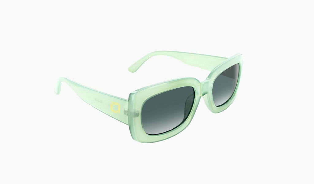 Optic Nerve LoHi sunglasses with a green frame and smoke lenses on a white background