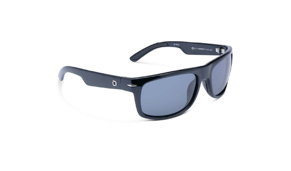 Optic Nerve Timberline sunglasses with a black frame and smoke lenses on a white background.