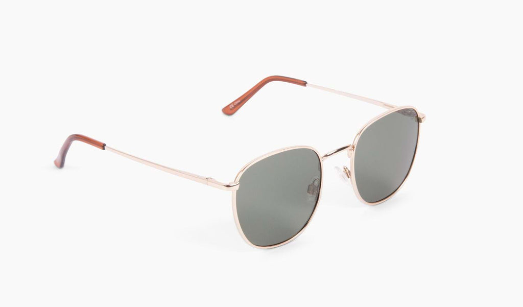 Optic Nerve Townsend sunglasses with a gold frame and smoke lenses on a white background.
