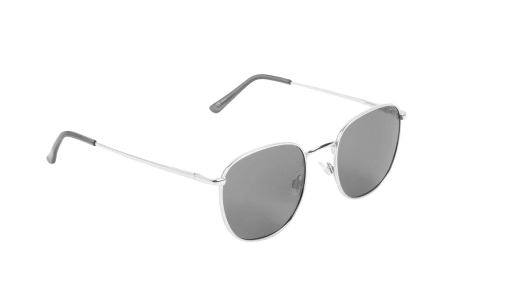 Optic Nerve Townsend sunglasses with a silver frame and smoke lenses on a white background.