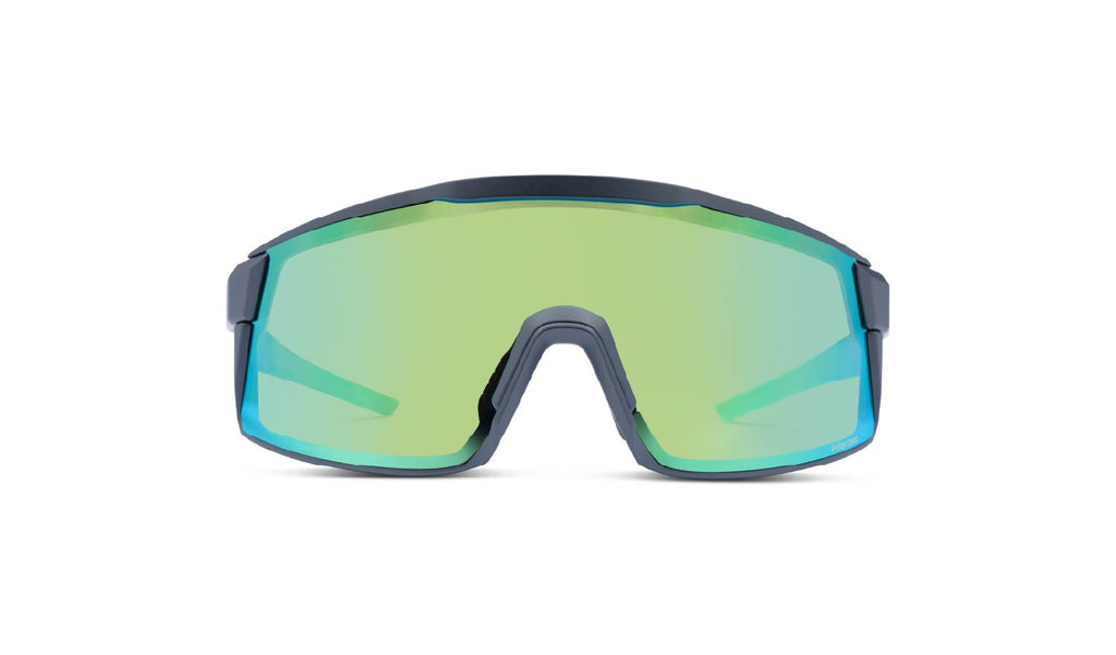 Optic Nerve Zaldaingerous FixieMAX sunglasses with a black frame, amber lens, and a green mirror on a white background