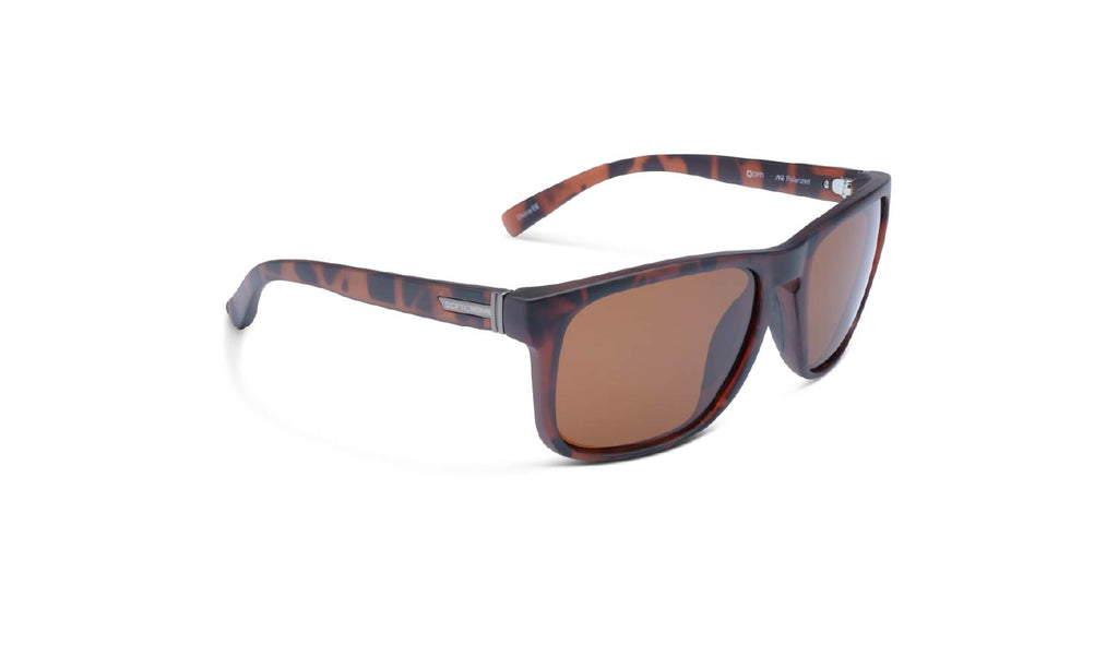 Optic Nerve Ziggy sunglasses with a tortoise frame and brown lenses on a white background.